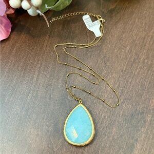 Beautiful Teardrop Amazonite Gemstone Pendant necklace